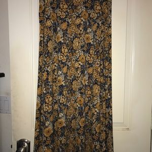 XL Blue and Gold Floral LuLaRoe Maxi Skirt